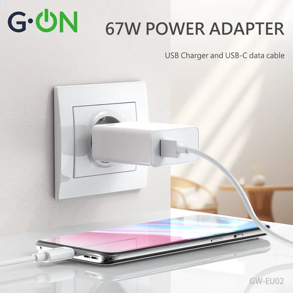 СЗУ USB/USB-C G-ON GW-EU02 PD 67W+кабель белый - фото 2