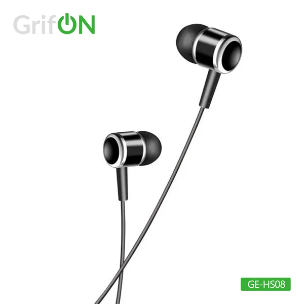 Наушники GrifON GE-HS08 3,5mm вакуум с микроф. черные