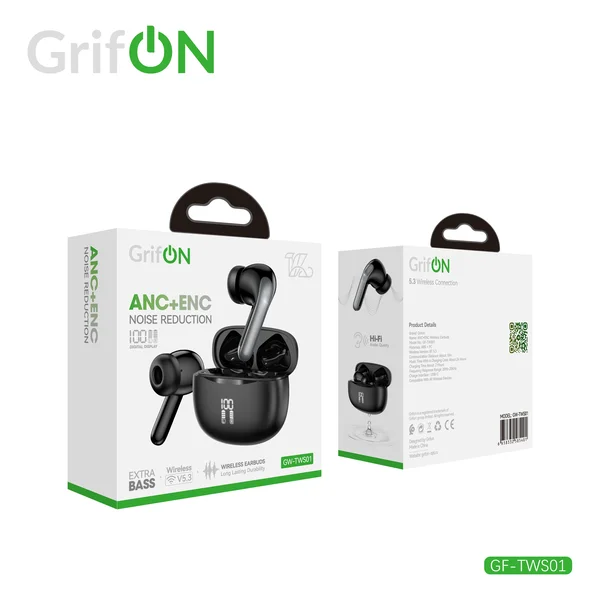 Наушники GrifON GF-TWS01 ANC+ENC BT5.3 вакуум черные - фото 1