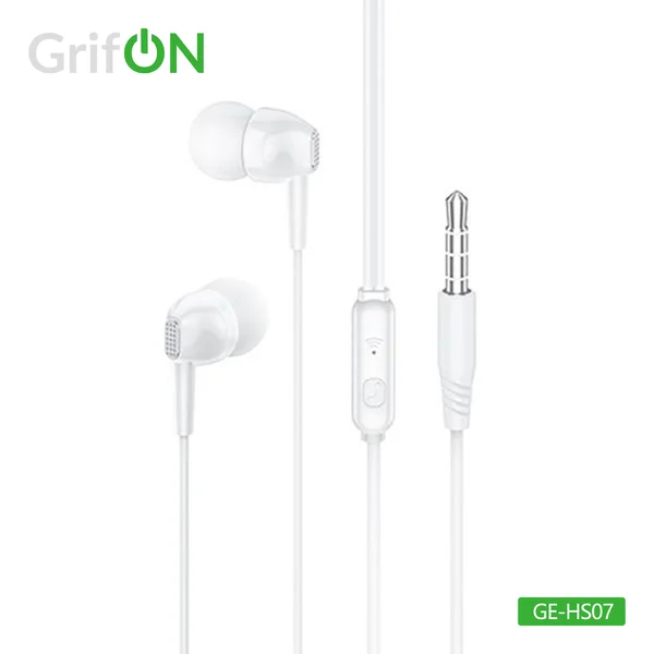 Наушники GrifON GE-HS07 3,5mm вакуум с микроф. белые