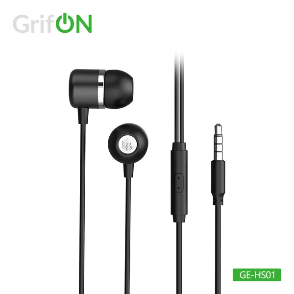 Наушники GrifON GE-HS01 3,5mm вакуум с микроф. черные - фото 1