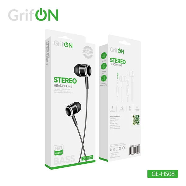 Наушники GrifON GE-HS08 3,5mm вакуум с микроф. черные - фото 2