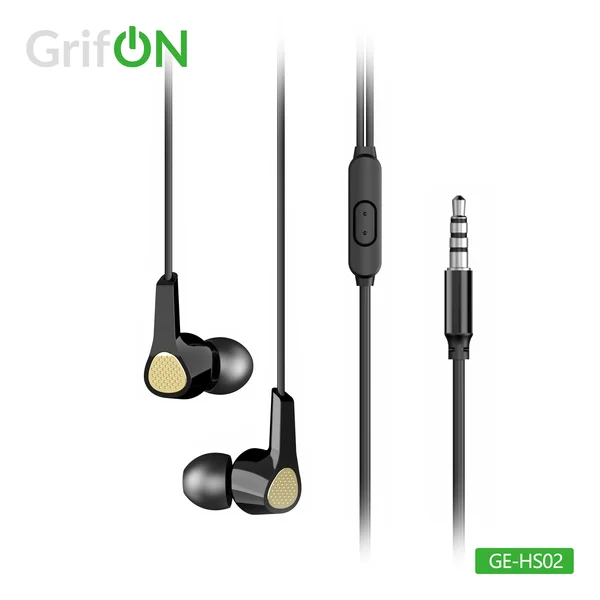 Наушники GrifON GE-HS02 3,5mm вакуум с микроф. черные - фото 1