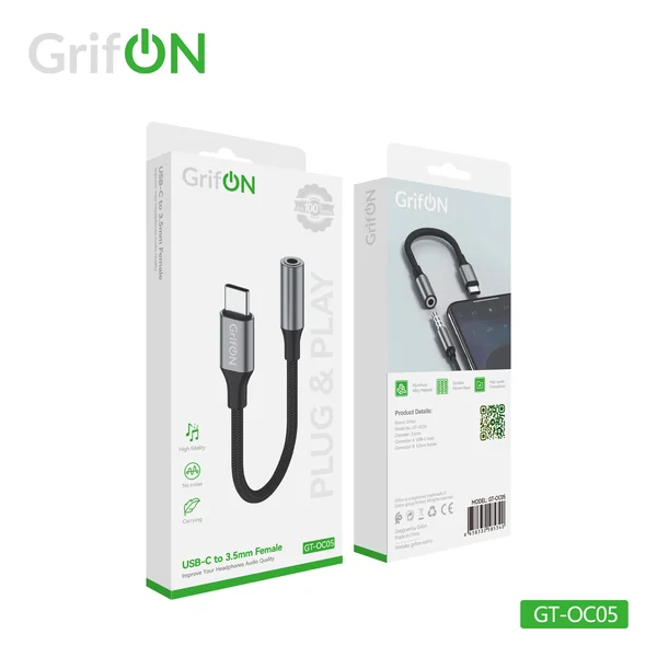 Адаптер GrifON GT-OC05 AUX (мама) -Type-C(папа) чёрный
