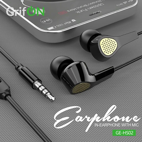 Наушники GrifON GE-HS02 3,5mm вакуум с микроф. черные - фото 2