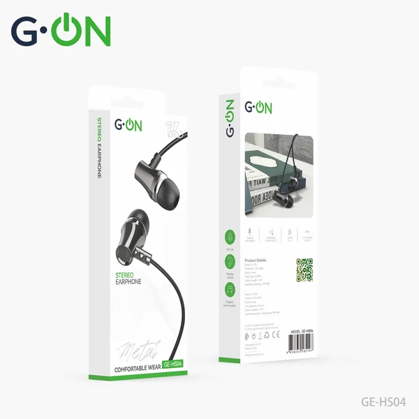 Наушники G-ON GE-HS04 3,5mm вакуум с микроф. черные